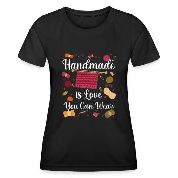 Tricoter à la main est l’amour que vous pouvez porter - T-shirt sport Femme - noir - Devant - AI Model Female 172 light (172cm)