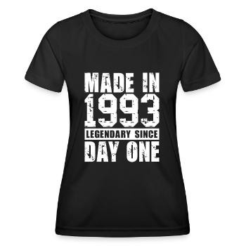 Hergestellt 1993, legendär seit dem ersten Tag - Frauen Funktions-T-Shirt - Schwarz - Vorne - AI Model Female 172 light (172cm)