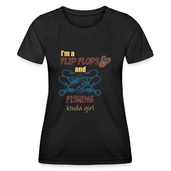 Ich bin ein Flip Flop und Fischer Mädchen - Frauen Funktions-T-Shirt - Schwarz - Vorne - AI Model Female 172 light (172cm)