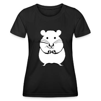 Hamster süß Tier Nagetier Tiere Haustier Vektor 8 - Frauen Funktions-T-Shirt - Schwarz - Vorne - AI Model Female 172 light (172cm)