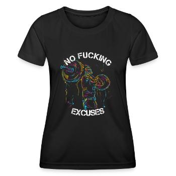NO FUCKING EXCUSES Gym Trainig Bodybuilding - Frauen Funktions-T-Shirt - Schwarz - Vorne - AI Model Female 172 light (172cm)