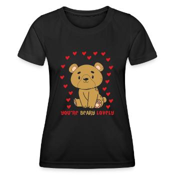 You're Bearly Lovely Bear Funny Animal Puns - Women's Functional T-Shirt - black - Front - AI Model Female 172 light (172cm)