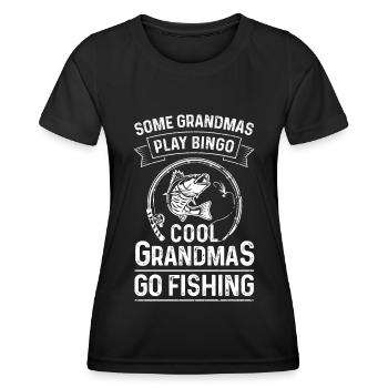 Manche Omas spielen Bingo Coole Omas gehen angeln - Frauen Funktions-T-Shirt - Schwarz - Vorne - AI Model Female 172 light (172cm)