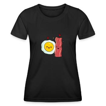 Egg Fried Egg Bacon Couple - Women's Functional T-Shirt - black - Front - AI Model Female 172 light (172cm)