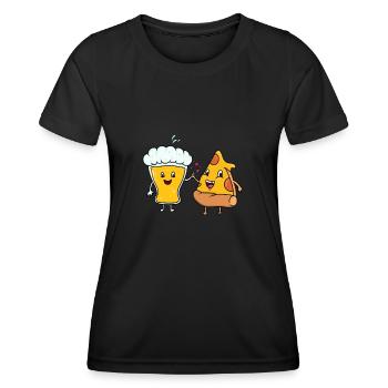 Bier-Pizza-Paar - Frauen Funktions-T-Shirt - Schwarz - Vorne - AI Model Female 172 light (172cm)