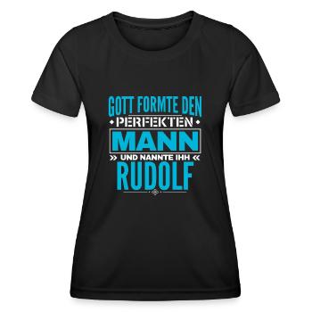 Rudolf Name Design - Frauen Funktions-T-Shirt - Schwarz - Vorne - AI Model Female 172 light (172cm)