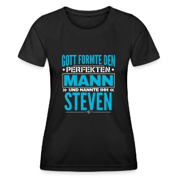 Steven Name Design - Frauen Funktions-T-Shirt - Schwarz - Vorne - AI Model Female 172 light (172cm)