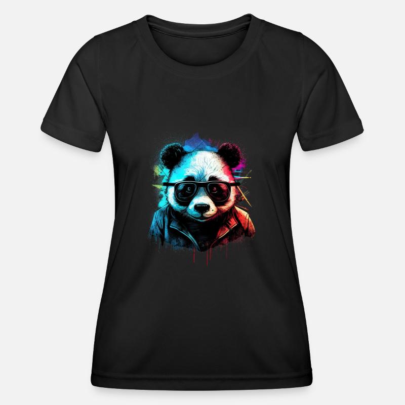 Futuristic panda - Women's Functional T-Shirt - black