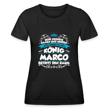 Marco Name Design - Frauen Funktions-T-Shirt - Schwarz - Vorne - AI Model Female 172 light (172cm)