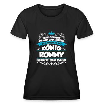 Ronny Name Design - Frauen Funktions-T-Shirt - Schwarz - Vorne - AI Model Female 172 light (172cm)