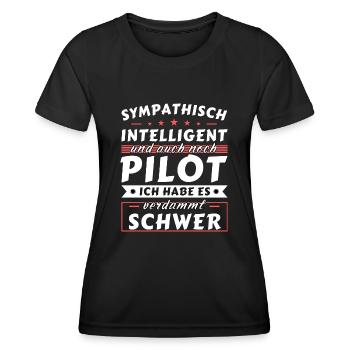 Sympathisch und intelligent - Pilot Edition - Frauen Funktions-T-Shirt - Schwarz - Vorne - AI Model Female 172 light (172cm)