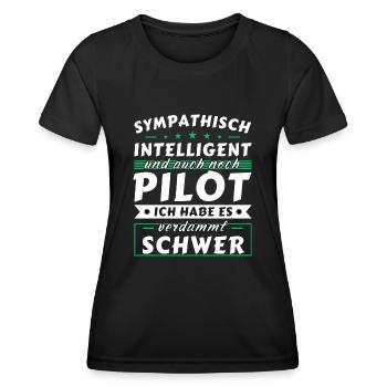 Sympathisch und intelligent - Pilot Edition - Frauen Funktions-T-Shirt - Schwarz - Vorne - AI Model Female 172 light (172cm)