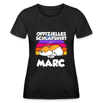 Offizielles Schlafshirt Von Marc - Frauen Funktions-T-Shirt - Schwarz - Vorne - AI Model Female 172 light (172cm)