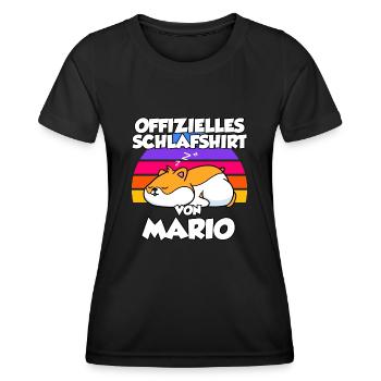 Offizielles Schlafshirt Von Mario - Frauen Funktions-T-Shirt - Schwarz - Vorne - AI Model Female 172 light (172cm)