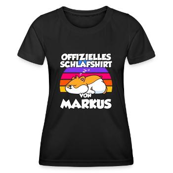 Offizielles Schlafshirt Von Markus - Frauen Funktions-T-Shirt - Schwarz - Vorne - AI Model Female 172 light (172cm)