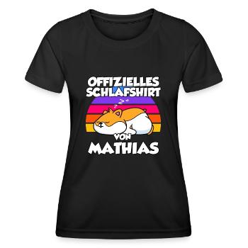 Offizielles Schlafshirt Von Mathias - Frauen Funktions-T-Shirt - Schwarz - Vorne - AI Model Female 172 light (172cm)