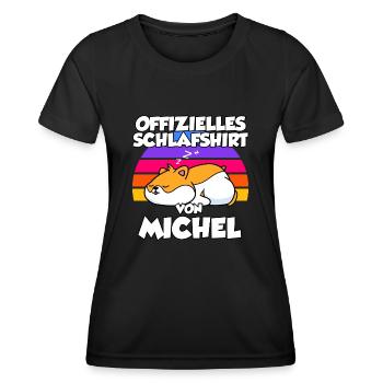 Offizielles Schlafshirt Von Michel - Frauen Funktions-T-Shirt - Schwarz - Vorne - AI Model Female 172 light (172cm)
