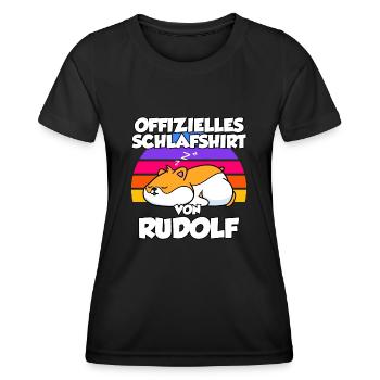 Offizielles Schlafshirt Von Rudolf - Frauen Funktions-T-Shirt - Schwarz - Vorne - AI Model Female 172 light (172cm)