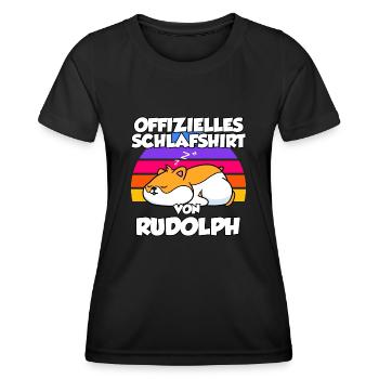 Offizielles Schlafshirt Von Rudolph - Frauen Funktions-T-Shirt - Schwarz - Vorne - AI Model Female 172 light (172cm)