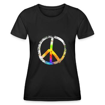 peace sign speckled 03 - Frauen Funktions-T-Shirt - Schwarz - Vorne - AI Model Female 172 light (172cm)
