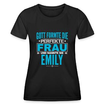 Emily Name Design - Frauen Funktions-T-Shirt - Schwarz - Vorne - AI Model Female 172 light (172cm)