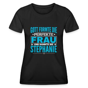Conception de nom de Stéphanie - T-shirt sport Femme - noir - Devant - AI Model Female 172 light (172cm)