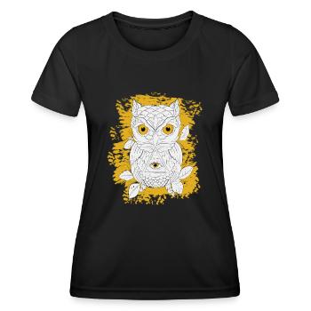 HIBOU D’OR LINÉAIRE - T-shirt sport Femme - noir - Devant - AI Model Female 172 light (172cm)