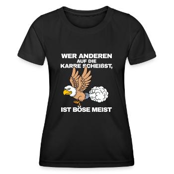 qui monte sur la charrette des autres - T-shirt sport Femme - noir - Devant - AI Model Female 172 light (172cm)