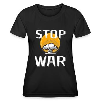 STOP WAR - T-shirt sport Femme - noir - Devant - AI Model Female 172 light (172cm)