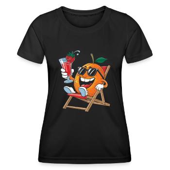 Orange - Frauen Funktions-T-Shirt - Schwarz - Vorne - AI Model Female 172 light (172cm)