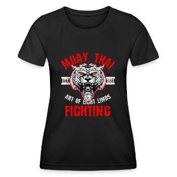 Muay Thai MMA Thailand Kampfkunst Acht Gliedmaßen - Frauen Funktions-T-Shirt - Schwarz - Vorne - AI Model Female 172 light (172cm)