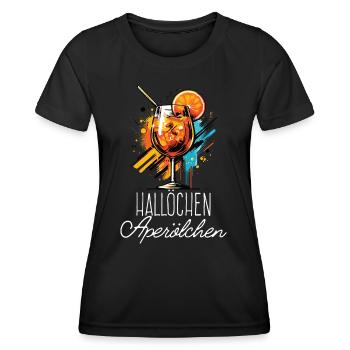 Hallöchen Aperölchen Cocktail Sommerparty Shirt - Frauen Funktions-T-Shirt - Schwarz - Vorne - AI Model Female 172 light (172cm)