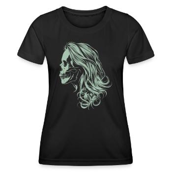 Crâne de fille zombie - T-shirt sport Femme - noir - Devant - AI Model Female 172 light (172cm)