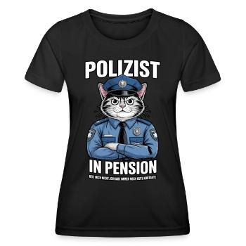 Polizist in Pension Katze | Rente | Polizei - Frauen Funktions-T-Shirt - Schwarz - Vorne - AI Model Female 172 light (172cm)