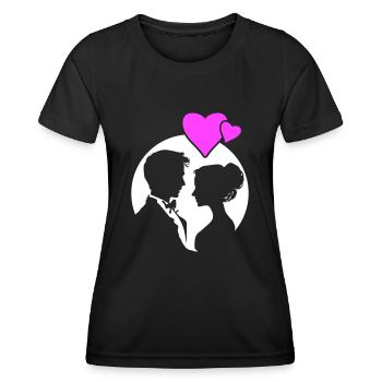 Married Couple Wedding Silhouette - Women's Functional T-Shirt - black - Front - AI Model Female 172 light (172cm)