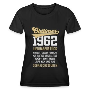 LUSTIG 64. GEBURTSTAG OLDTIMER 1962 - Frauen Funktions-T-Shirt - Schwarz - Vorne - AI Model Female 172 light (172cm)