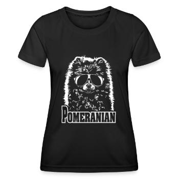 POMERANIAN cool chien chien Chien Wilsigns - T-shirt sport Femme - noir - Devant - AI Model Female 172 light (172cm)