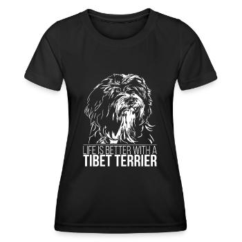 TIBET TERRIER LIFE is better Chien Wilsigns - T-shirt sport Femme - noir - Devant - AI Model Female 172 light (172cm)