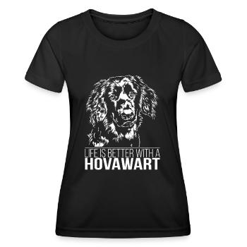 HOVAWART life is better Hunde Sort Wilsigns - T-shirt sport Femme - noir - Devant - AI Model Female 172 light (172cm)