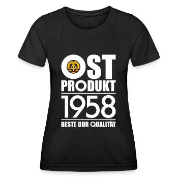 OSTPRODUKT 1958 DDR OSSI 68. GEBURTSTAG - Frauen Funktions-T-Shirt - Schwarz - Vorne - AI Model Female 172 light (172cm)