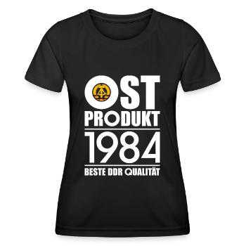 OSTPRODUKT 1984 DDR OSSI 42. GEBURTSTAG - Frauen Funktions-T-Shirt - Schwarz - Vorne - AI Model Female 172 light (172cm)