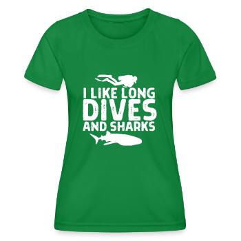 Diver Shark Dive Scuba Diving Quote Saying Cool - T-shirt sport Femme - vert - Devant - AI Model Female 172 dark (172cm)