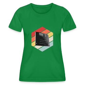 Diskette Floppy Disk - Women's Functional T-Shirt - kelly green - Front - AI Model Female 172 dark (172cm)