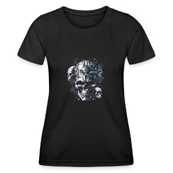 Crâne rétro futuriste Crâne Cyborg - T-shirt sport Femme - noir - Devant - AI Model Female 172 light (172cm)