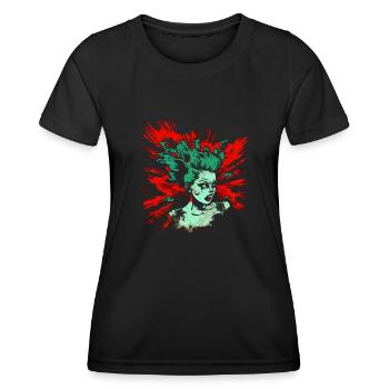 Cool Psychobilly Comic Design - Green Woman - T-shirt sport Femme - noir - Devant - AI Model Female 172 light (172cm)