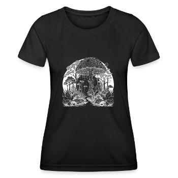 Cooles mystisch, magisches Pilz Motiv - Frauen Funktions-T-Shirt - Schwarz - Vorne - AI Model Female 172 light (172cm)