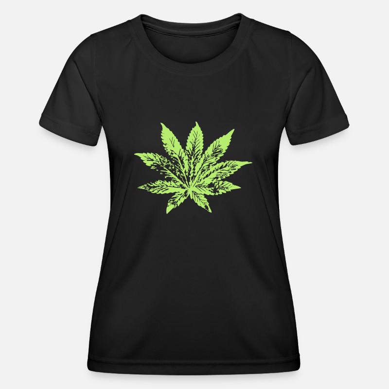 078 cannabis leaf - Women's Functional T-Shirt - black