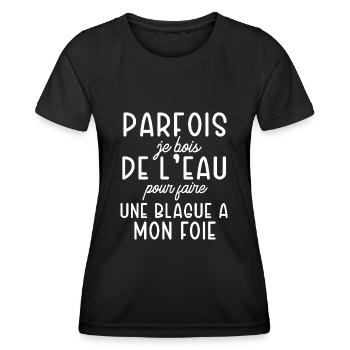 je bois de l'eau cadeau homme humour beauf - T-shirt sport Femme - noir - Devant - AI Model Female 172 light (172cm)