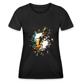 Soccer Striker Shoot Color Splash - T-shirt sport Femme - noir - Devant - AI Model Female 172 light (172cm)