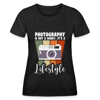 Photographe Photographie Appareil photo numérique - T-shirt sport Femme - noir - Devant - AI Model Female 172 light (172cm)